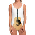 Acoustic Guitar Print One Piece Swimsuit