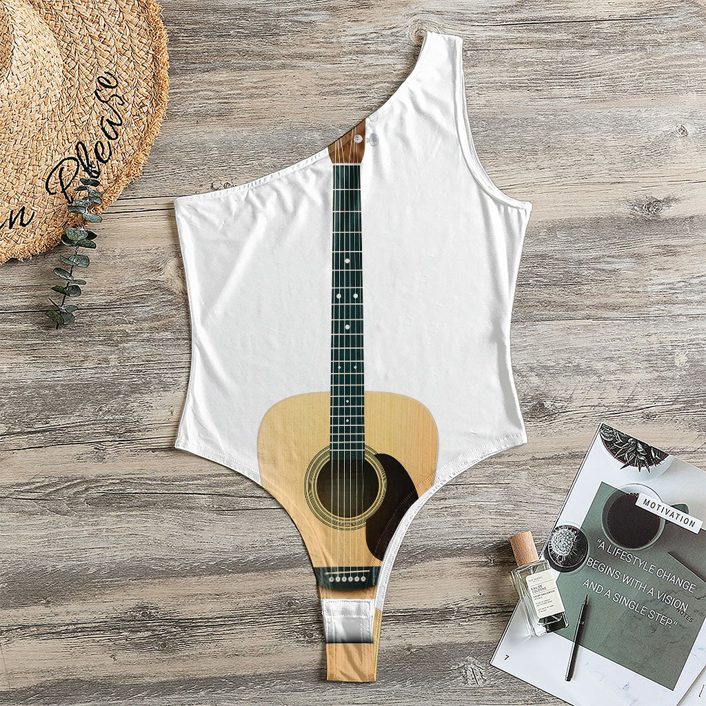 Acoustic Guitar Print One Shoulder Bodysuit