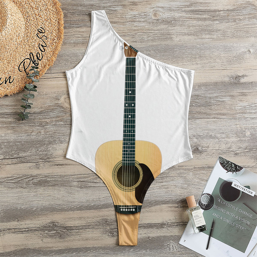 Acoustic Guitar Print One Shoulder Bodysuit