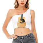 Acoustic Guitar Print One Shoulder Crop Top