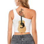 Acoustic Guitar Print One Shoulder Crop Top