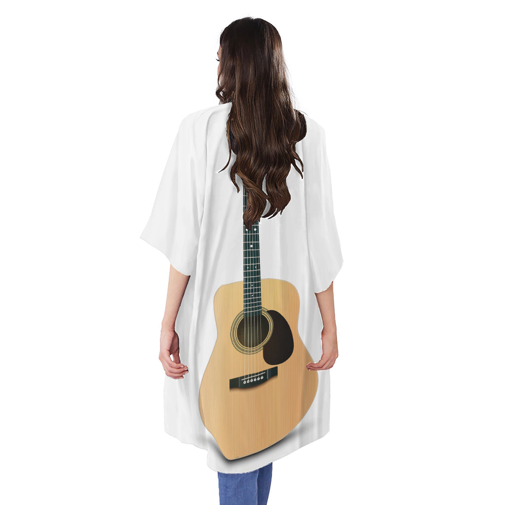 Acoustic Guitar Print Open Front Beach Cover Up