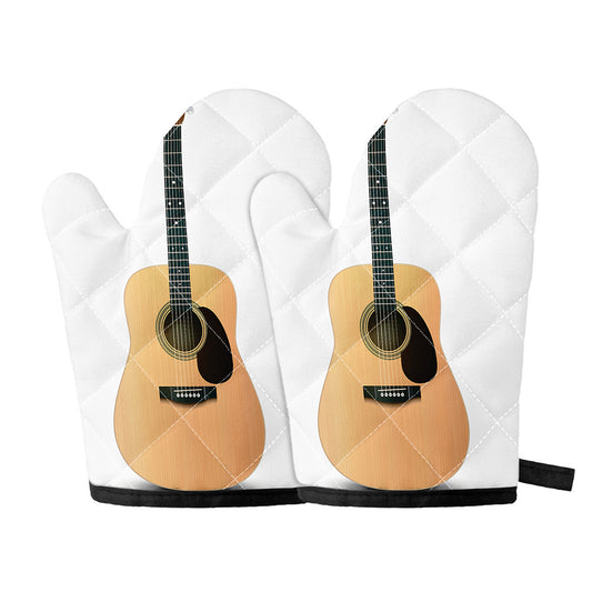 Acoustic Guitar Print Oven Mitts