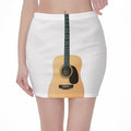 Acoustic Guitar Print Pencil Mini Skirt