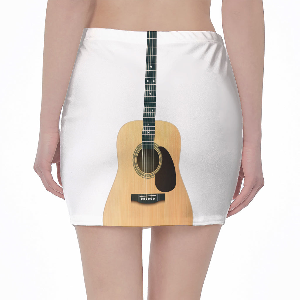 Acoustic Guitar Print Pencil Mini Skirt
