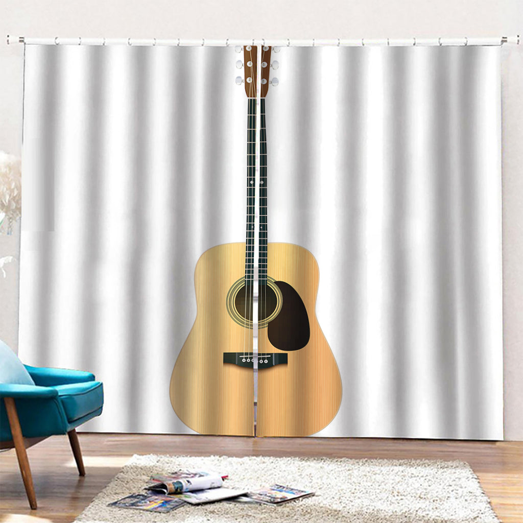 Acoustic Guitar Print Pencil Pleat Curtains