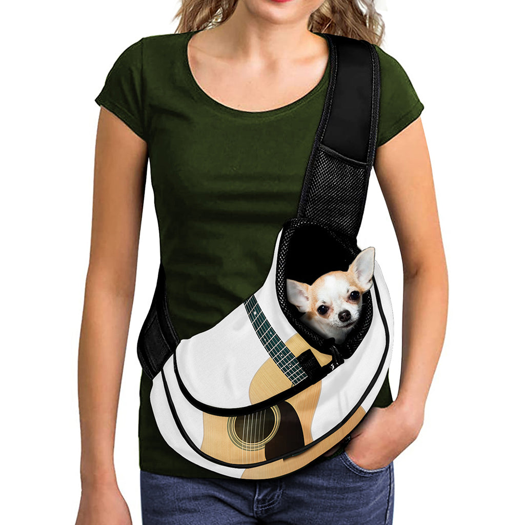 Acoustic Guitar Print Pet Sling Carrier