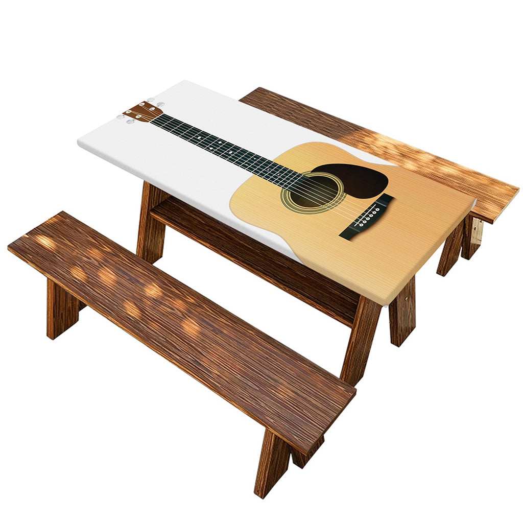 Acoustic Guitar Print Picnic Table Cover