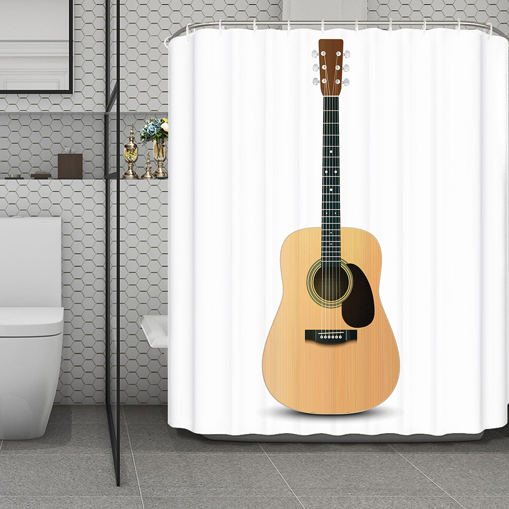 Acoustic Guitar Print Polyester Shower Curtain