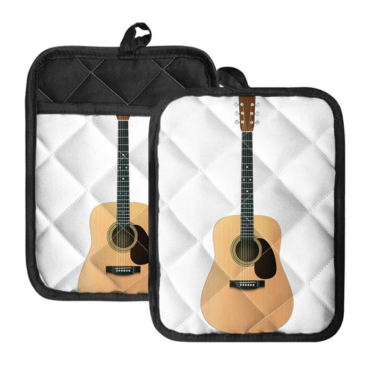 Acoustic Guitar Print Pot Holders With Pocket