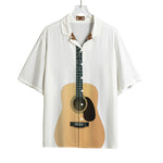 Acoustic Guitar Print Rayon Hawaiian Shirt