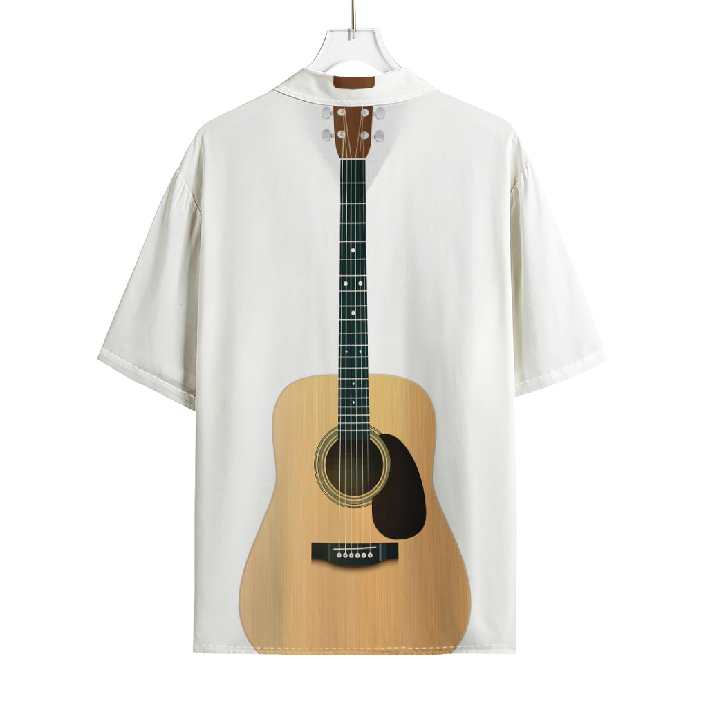 Acoustic Guitar Print Rayon Hawaiian Shirt