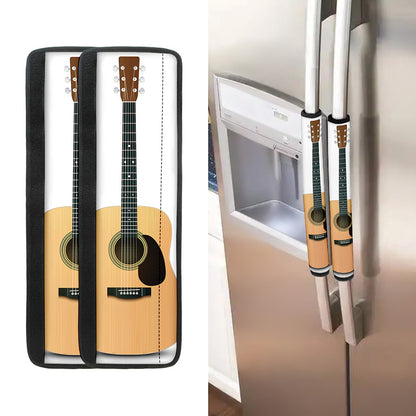 Acoustic Guitar Print Refrigerator Handle Covers