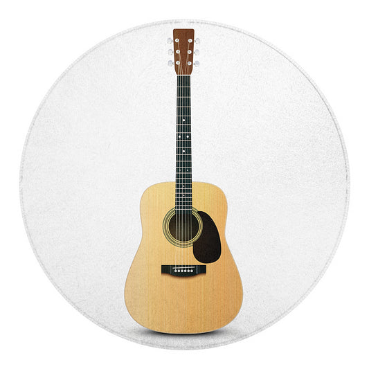 Acoustic Guitar Print Round Blanket