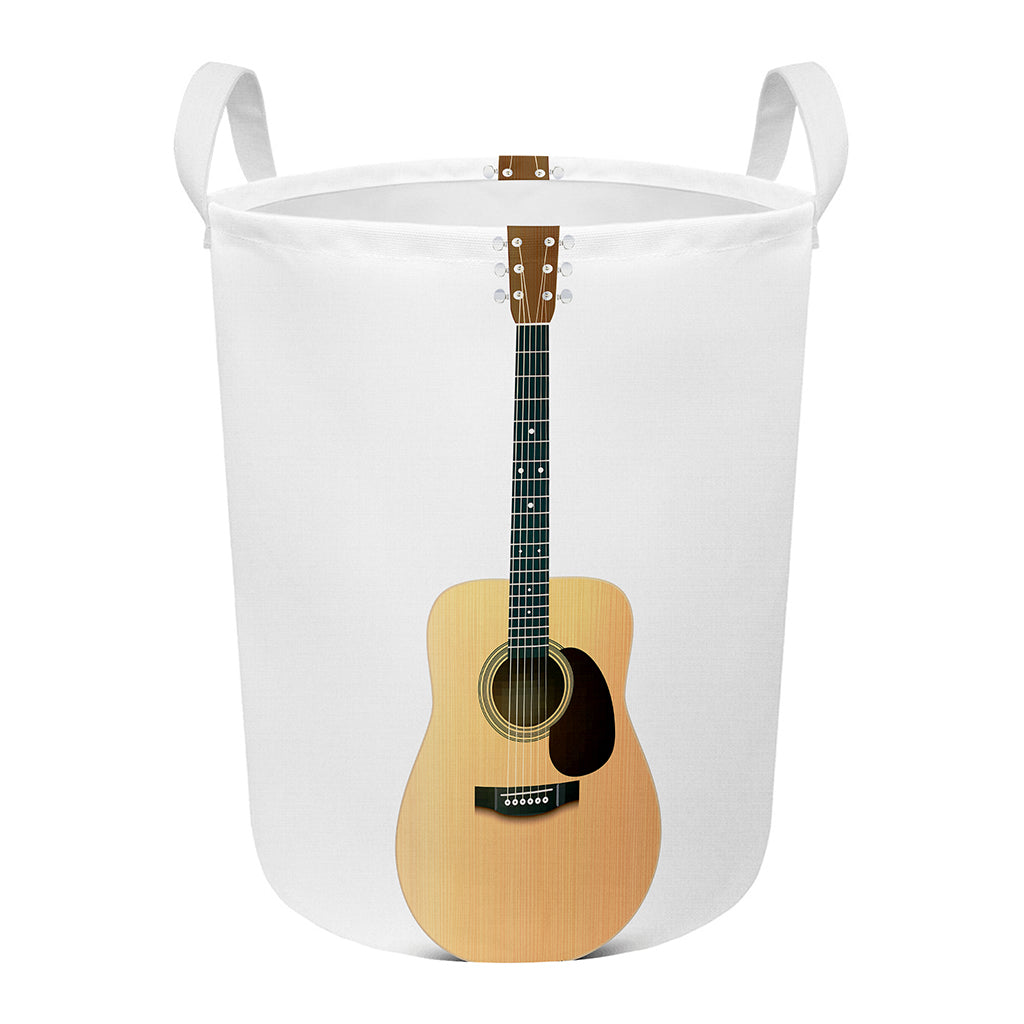 Acoustic Guitar Print Round Laundry Basket