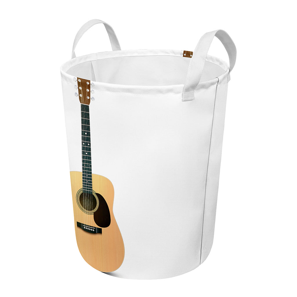 Acoustic Guitar Print Round Laundry Basket