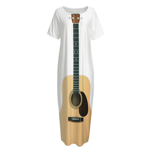 Acoustic Guitar Print Short Sleeve Long Nightdress