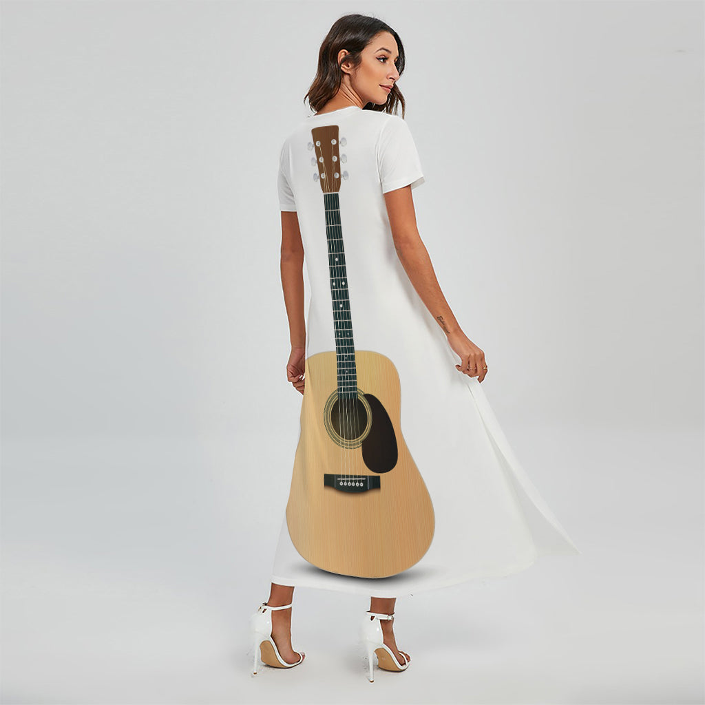 Acoustic Guitar Print Short Sleeve Maxi Dress