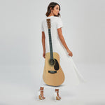 Acoustic Guitar Print Short Sleeve Maxi Dress