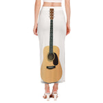 Acoustic Guitar Print Side Slit Maxi Skirt