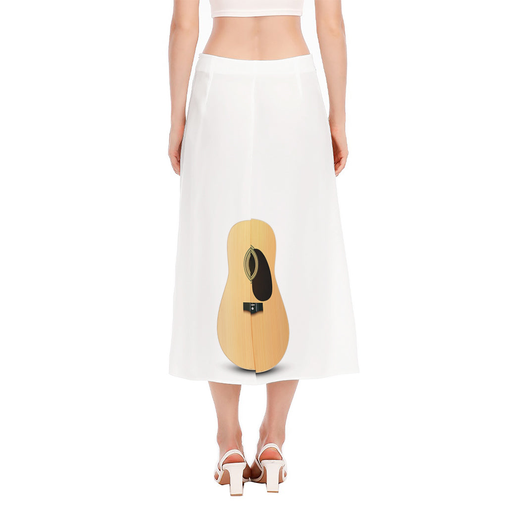 Acoustic Guitar Print Side Slit Midi Skirt