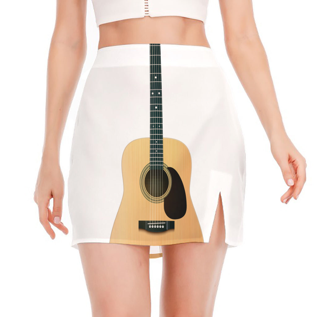 Acoustic Guitar Print Side Slit Mini Skirt