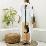 Acoustic Guitar Print Silk V-Neck Kaftan Dress