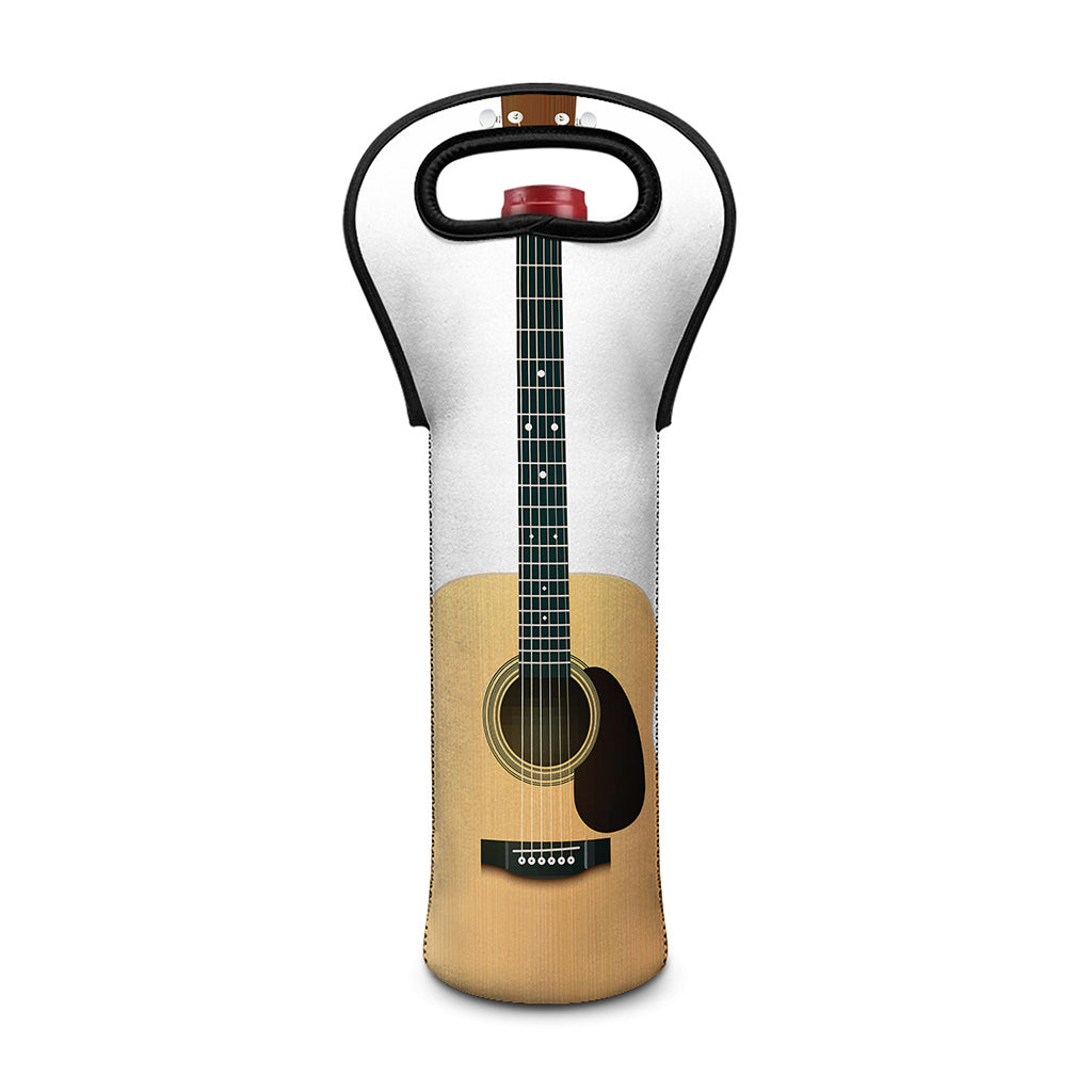 Acoustic Guitar Print Single Neoprene Wine Tote