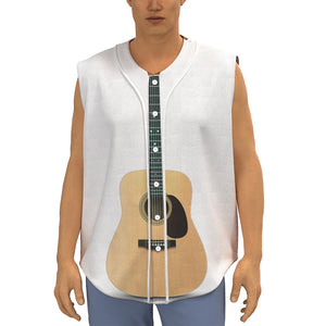 Acoustic Guitar Print Sleeveless Baseball Jersey