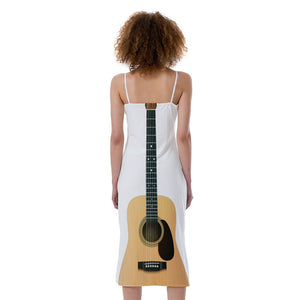 Acoustic Guitar Print Slim Fit Midi Cami Dress