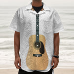 Acoustic Guitar Print Textured Short Sleeve Shirt