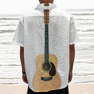 Acoustic Guitar Print Textured Short Sleeve Shirt