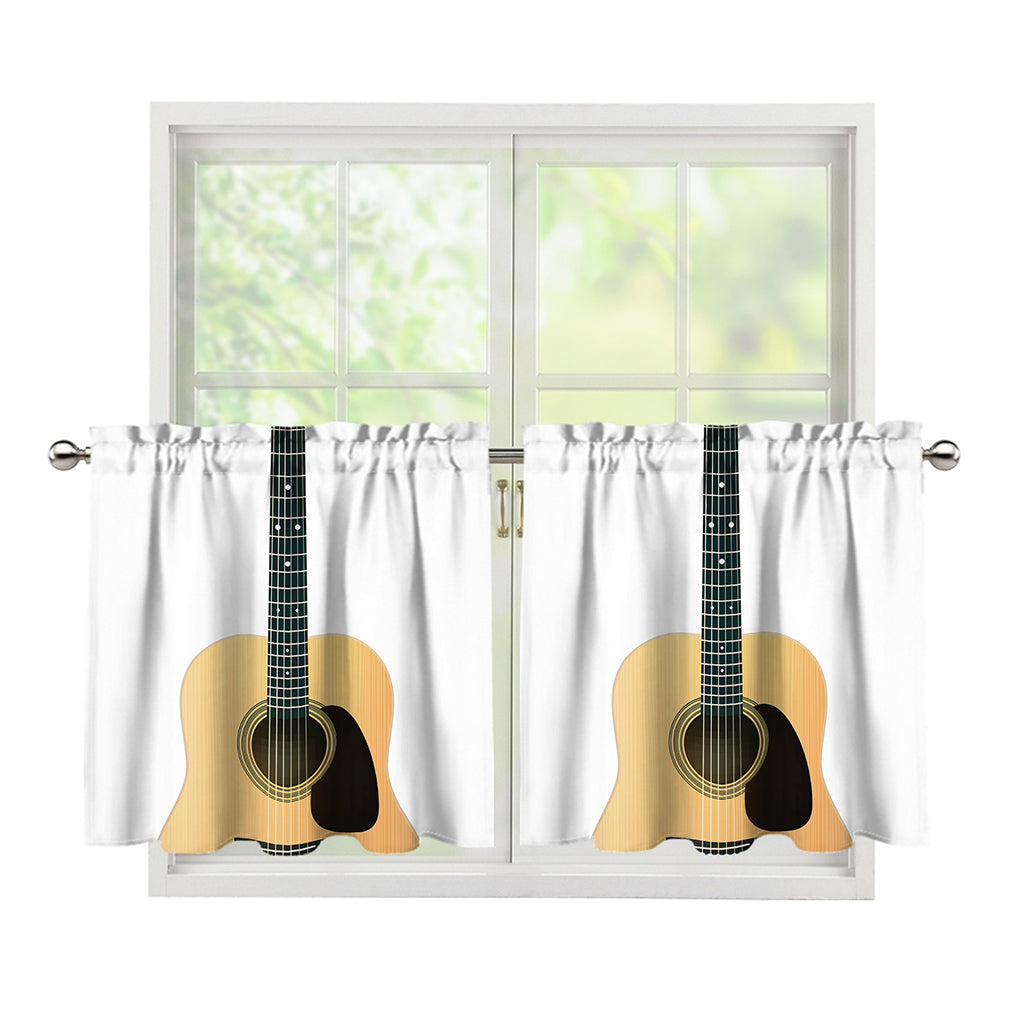 Acoustic Guitar Print Tier Curtains