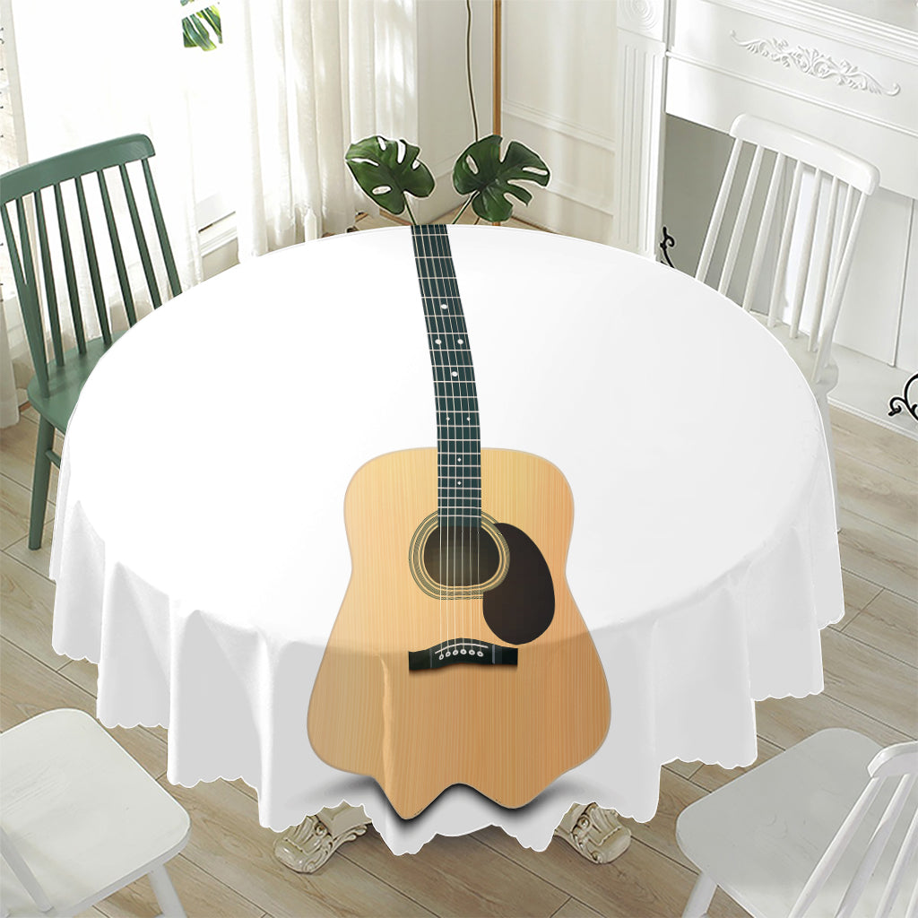 Acoustic Guitar Print Waterproof Round Tablecloth