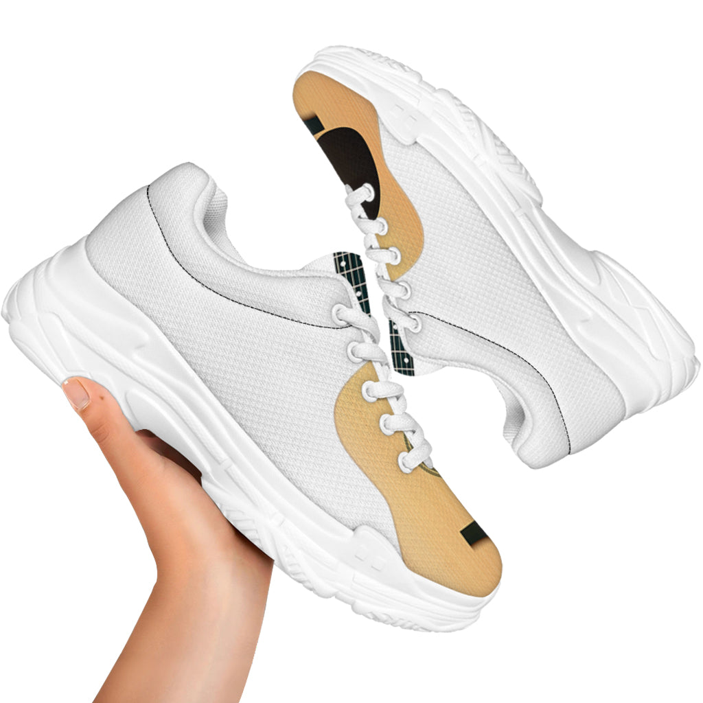 Acoustic Guitar Print White Chunky Shoes