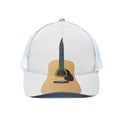 Acoustic Guitar Print White Mesh Trucker Hat