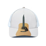 Acoustic Guitar Print White Mesh Trucker Cap