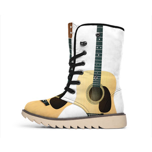 Acoustic Guitar Print Winter Boots