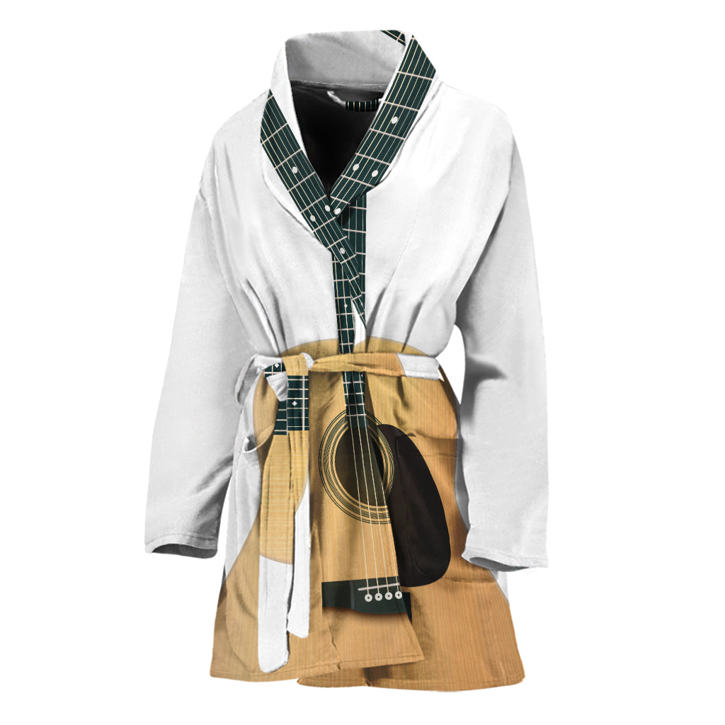 Acoustic Guitar Print Women's Bathrobe