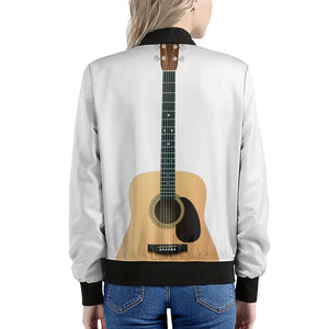 Acoustic Guitar Print Women's Bomber Jacket