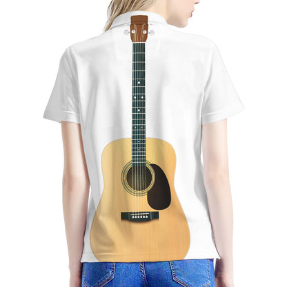 Acoustic Guitar Print Women's Polo Shirt