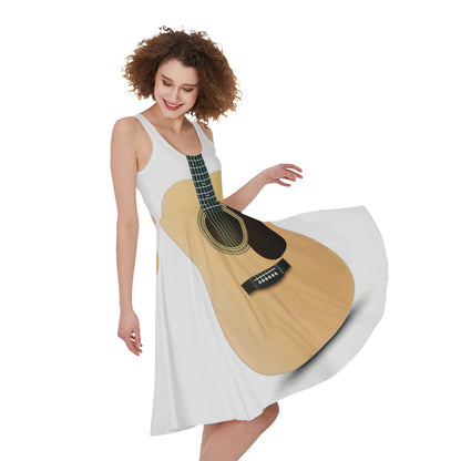 Acoustic Guitar Print Women's Sleeveless Dress