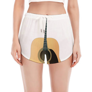 Acoustic Guitar Print Women's Split Running Shorts