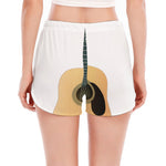 Acoustic Guitar Print Women's Split Running Shorts