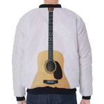 Acoustic Guitar Print Zip Sleeve Bomber Jacket