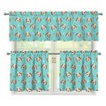 Adorable Beagle Puppy Pattern Print 3 Piece Kitchen Curtains