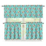 Adorable Beagle Puppy Pattern Print 3 Piece Kitchen Curtains