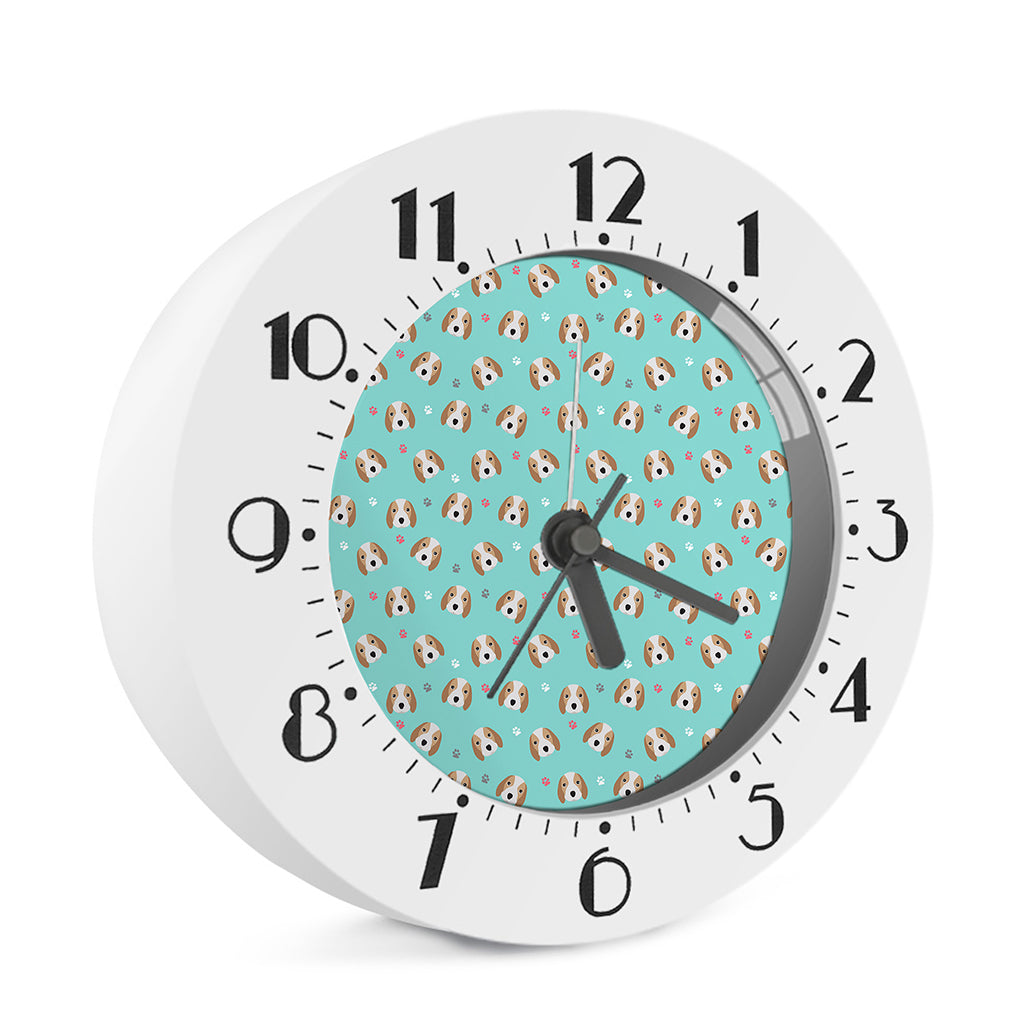 Adorable Beagle Puppy Pattern Print Alarm Clock