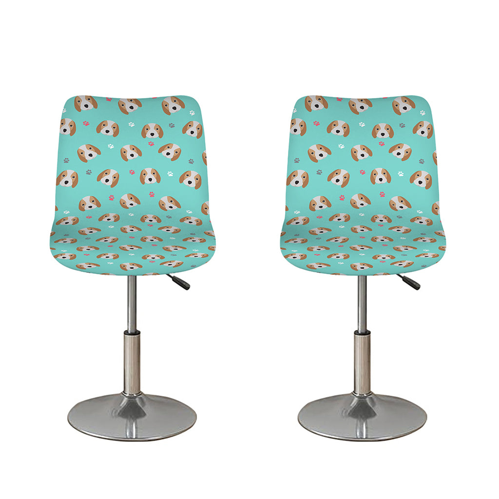 Adorable Beagle Puppy Pattern Print Bar Stool Covers
