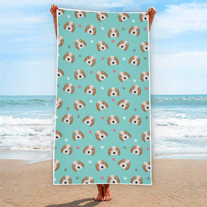 Adorable Beagle Puppy Pattern Print Beach Towel